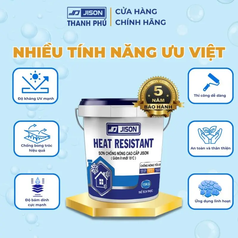 Sơn chống nóng mái tôn JISON Heat Resistant – sơn chống nóng chống tia UV, giảm nhiệt hiệu quả cho mái nhà