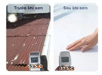 So sánh nhiệt độ mái tôn trước và sau khi sơn chống nóng Jison giúp giảm nhiệt mái nhà hiệu quả